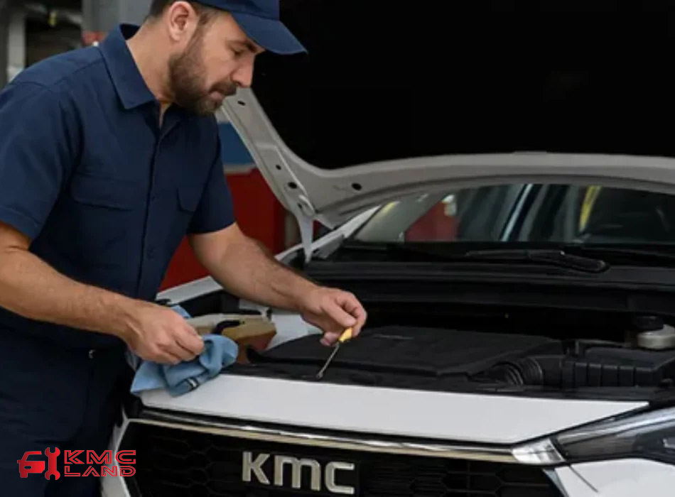 مکانیک در حال تعویض قطعه‌ای در خودرو KMC